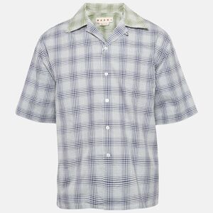 Marni Blue Plaid Cotton Short Sleeve Shirt M